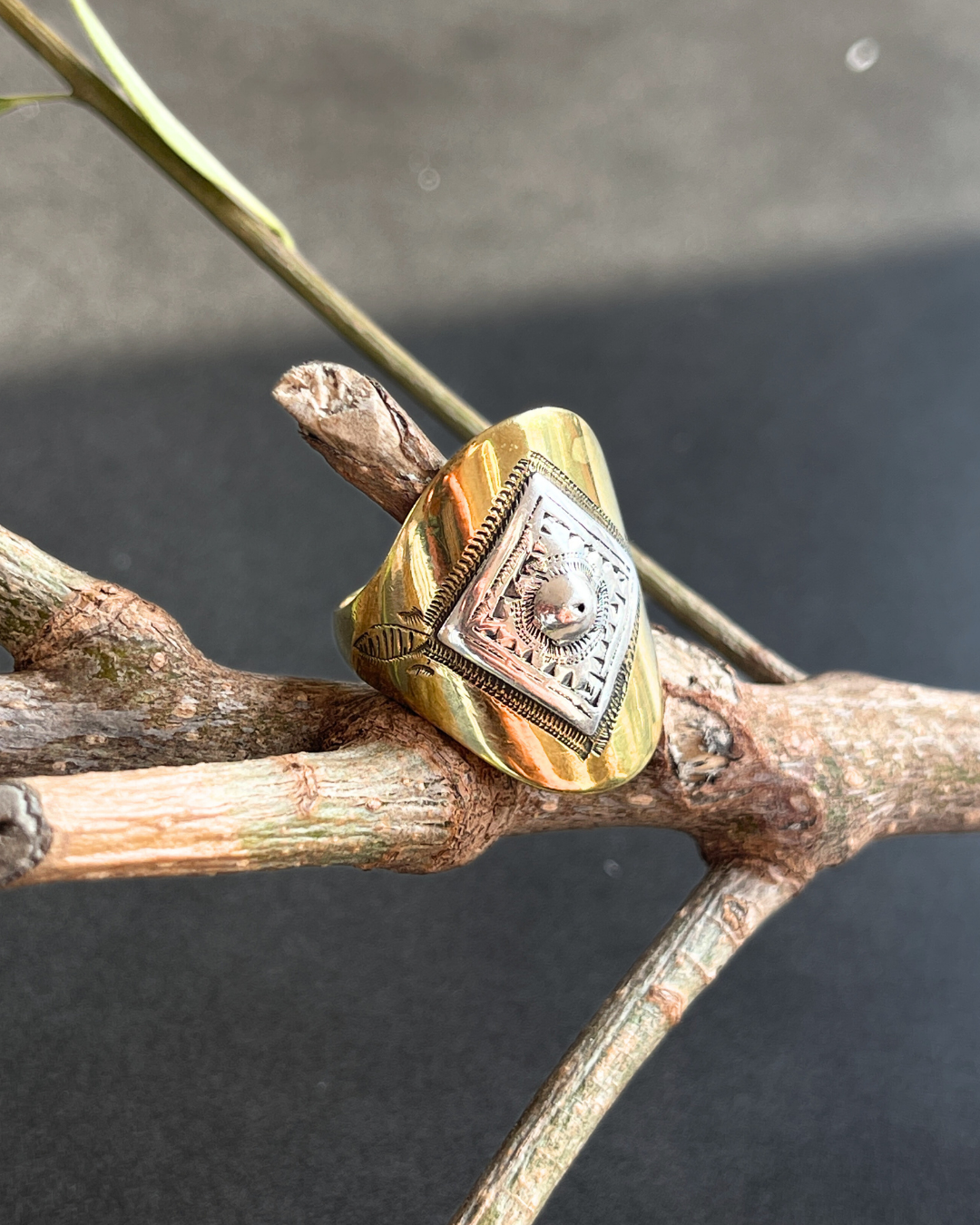 Bague Touareg en bronze et argent 925