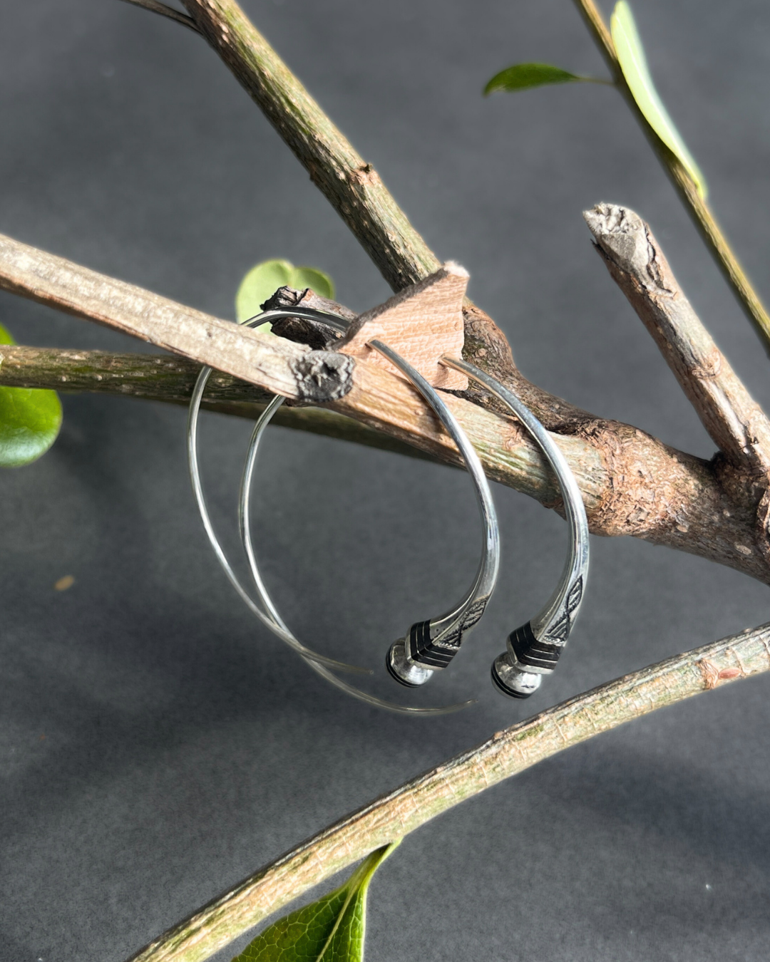 Boucles d'oreilles Touareg en argent 925 et bois d'ébène