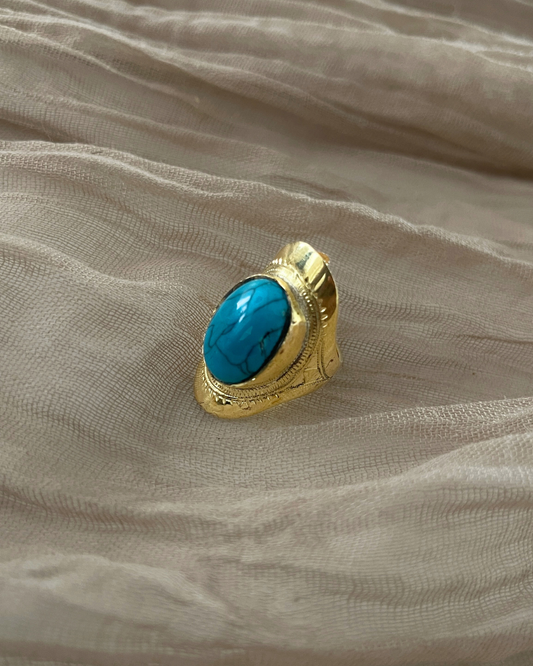 Bague Touareg en bronze et turquoise