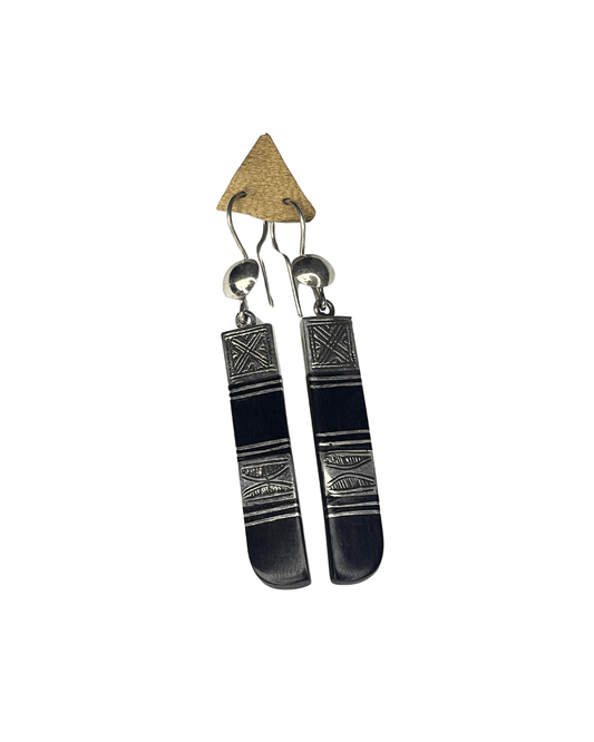 Boucles d'oreilles Touareg en argent 925 et bois d'ébène - Ledoux Store