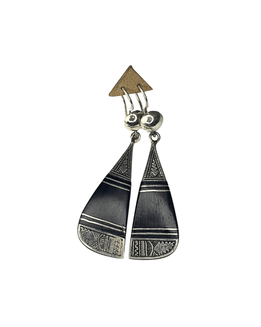 Boucles d'oreilles Touareg en argent 925 et bois d'ébène - Ledoux Store