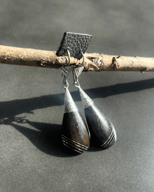 Boucles d'oreilles Touareg en argent 925 et bois d'ébène - Ledoux Store