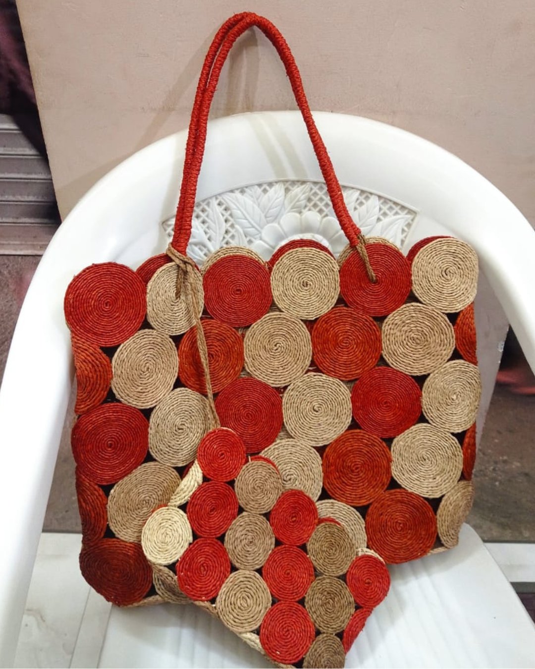 Sac cabas à motifs en raphia - Ledoux Store