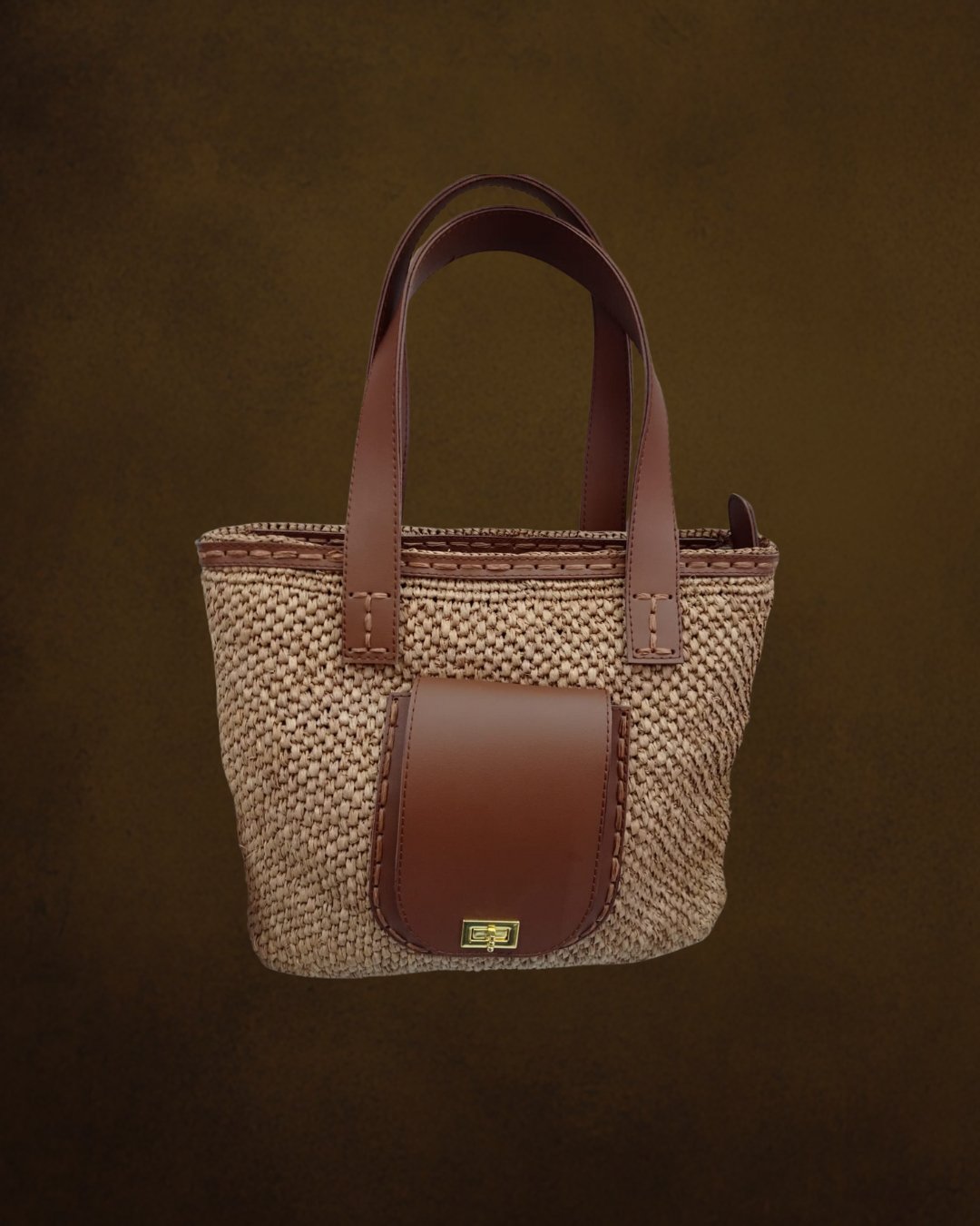 Sac cabas en raphia et cuir - Ledoux Store
