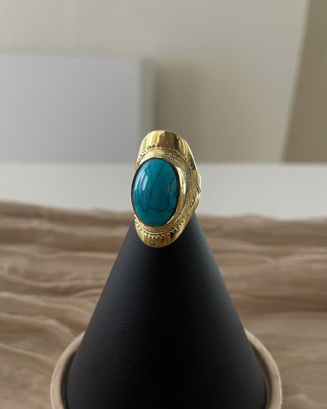 Bague Touareg en bronze et turquoise