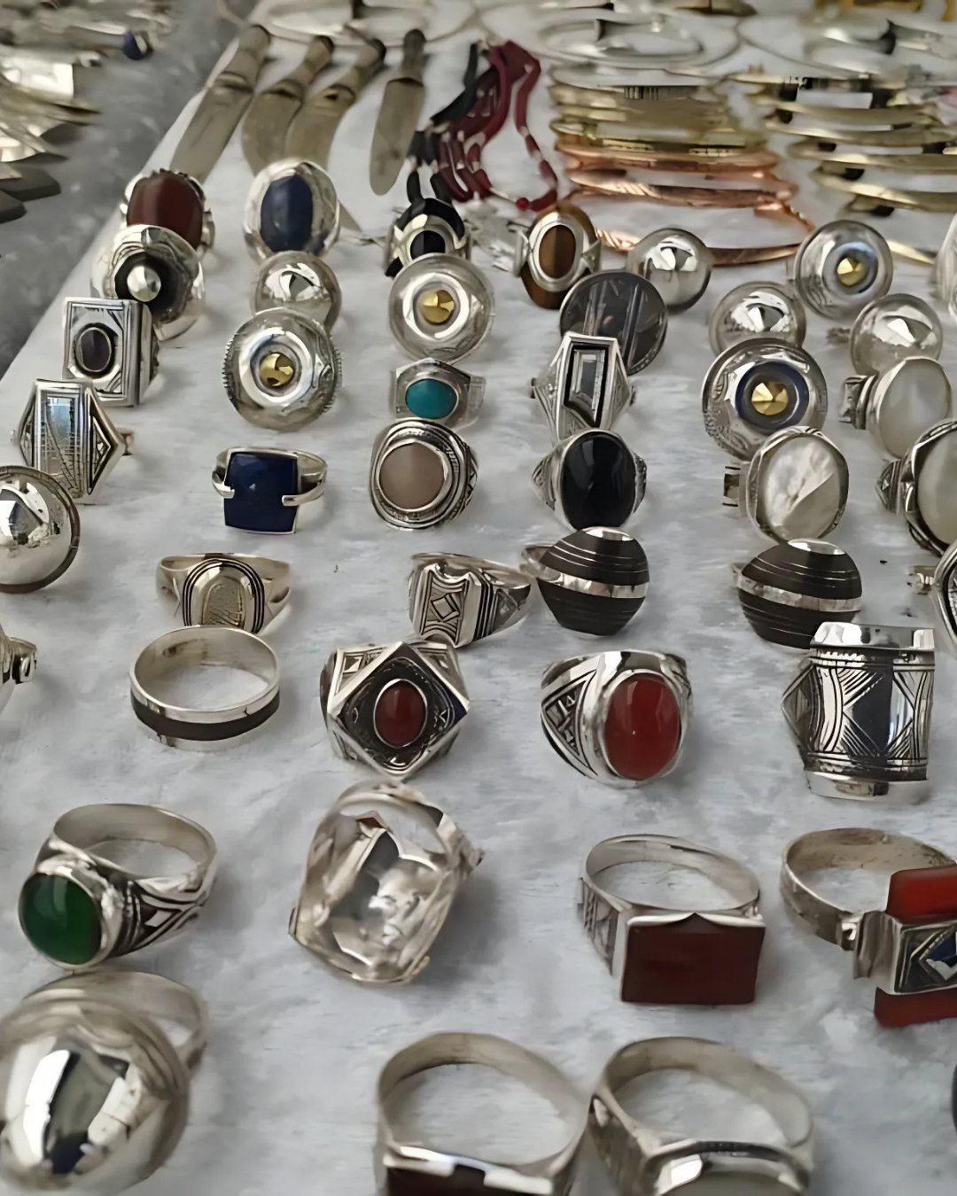 Bijoux Touareg en argent 925 incrustés de pierres naturelles au choix - Ledoux Store