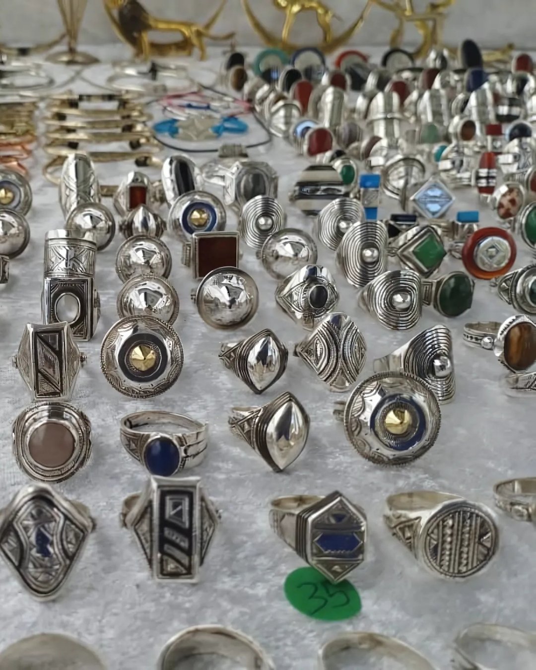 Bijoux Touareg en argent 925 incrustés de pierres naturelles au choix - Ledoux Store