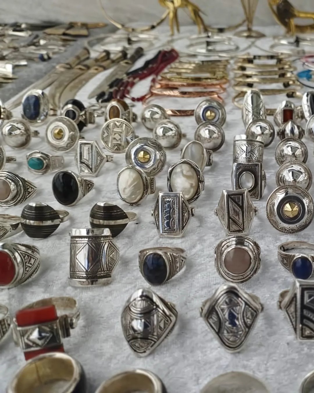 Bijoux Touareg en argent 925 incrustés de pierres naturelles au choix - Ledoux Store