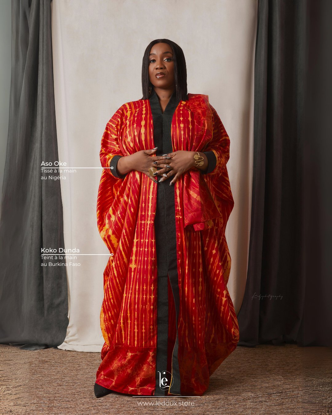 Boubou en koko dunda et aso oke / Rouge - Ledoux Store