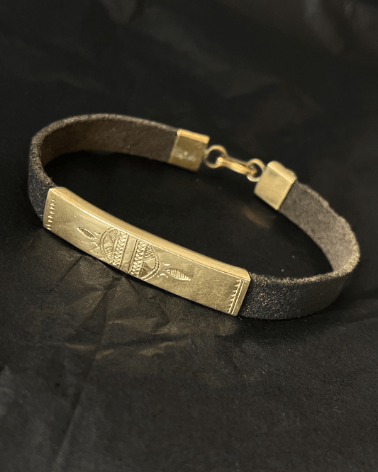 Gourmette Touareg en bronze et cuir - Ledoux Store
