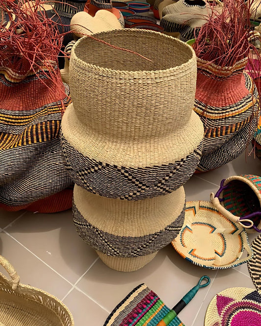 Panier/Vase "sculpture panier" tissé en fibres naturelles - Ledoux Store