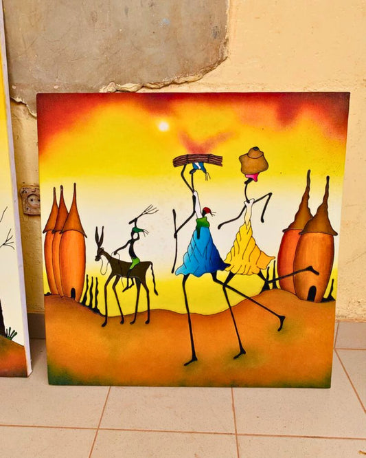 Peinture et collage sur toile par Lenzene Mamadi - Ledoux Store