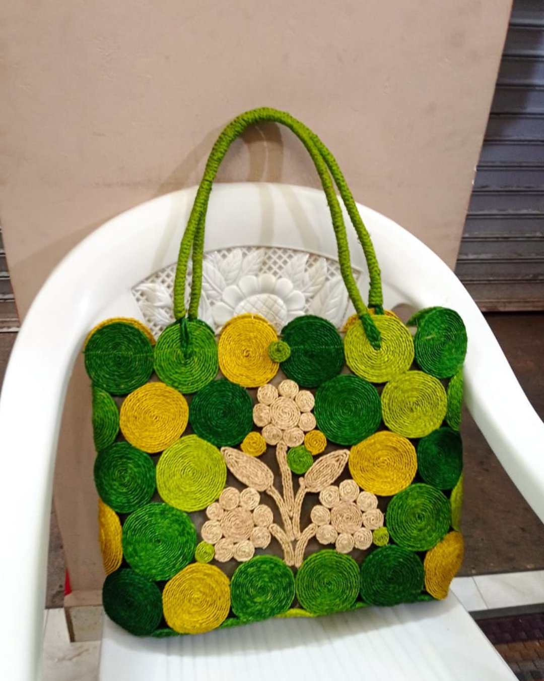 Sac cabas à motifs en raphia - Ledoux Store