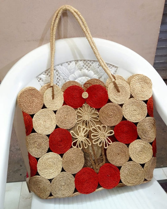 Sac cabas à motifs en raphia - Ledoux Store