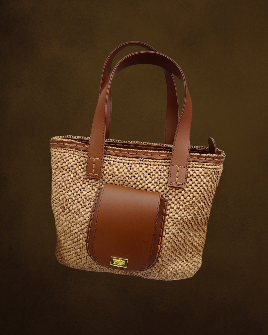 Sac cabas en raphia et cuir - Ledoux Store