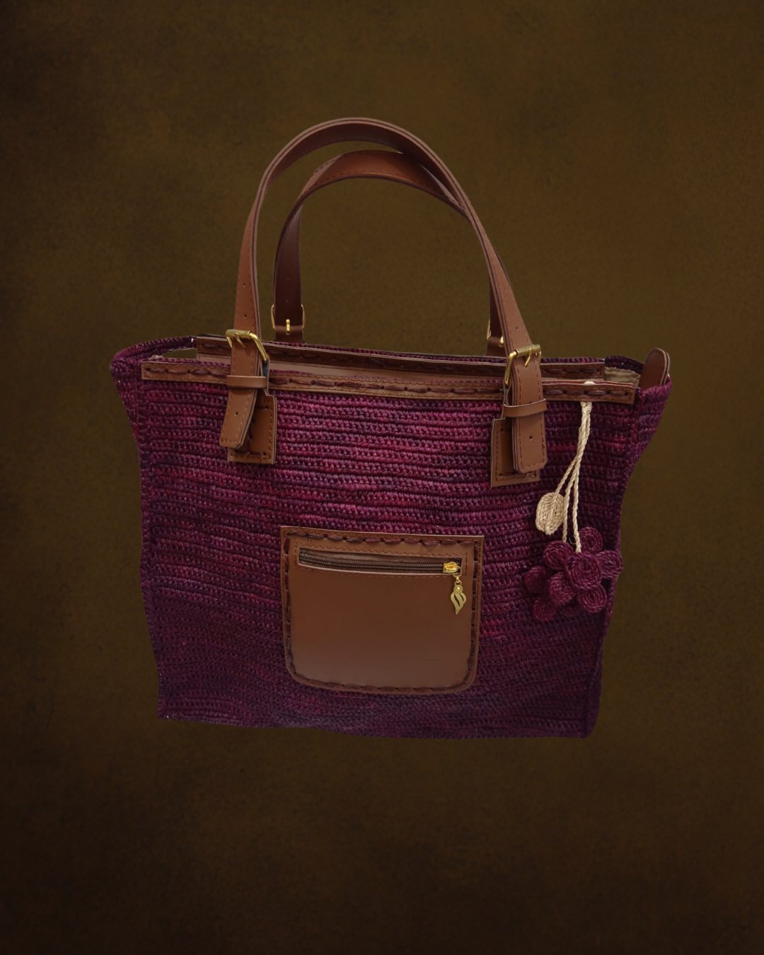 Sac cabas en raphia et cuir - Ledoux Store