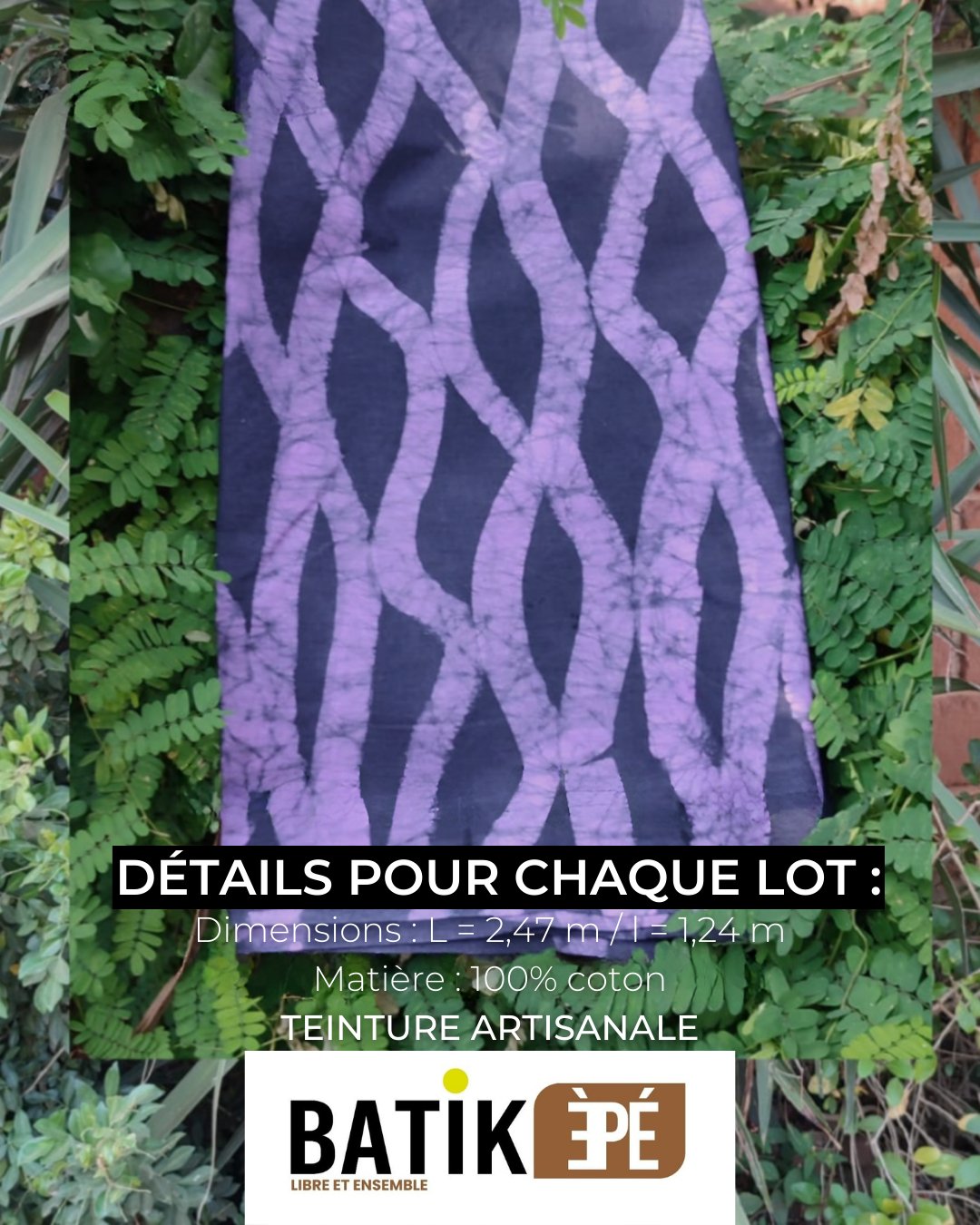 Batik 100% coton (2,5 à 3 mètres) | Teinture artisanale (Bénin) - Ledoux Store