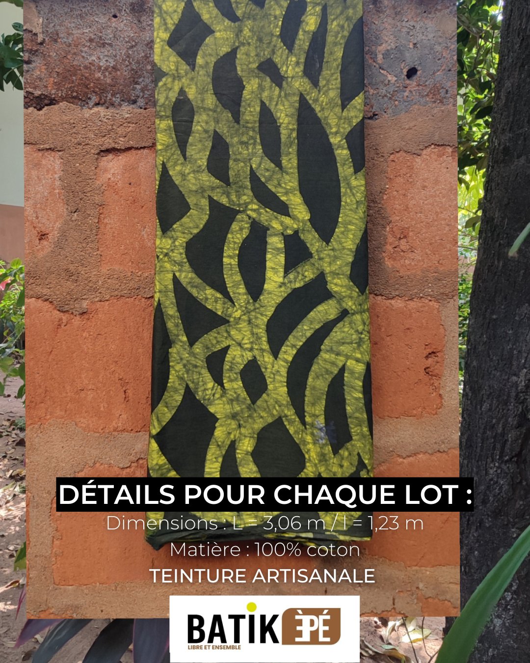 Batik 100% coton (2,5 à 3 mètres) | Teinture artisanale (Bénin) - Ledoux Store